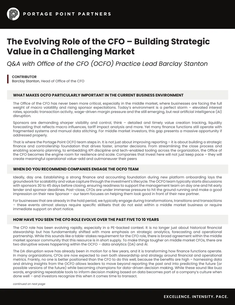 Evolving Role of the CFO in Middle Market