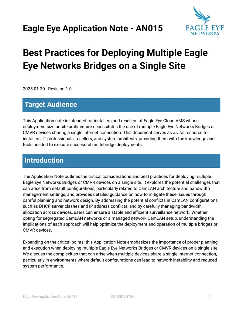 Best Practices for Deploying Eagle Eye Networks Bridges
