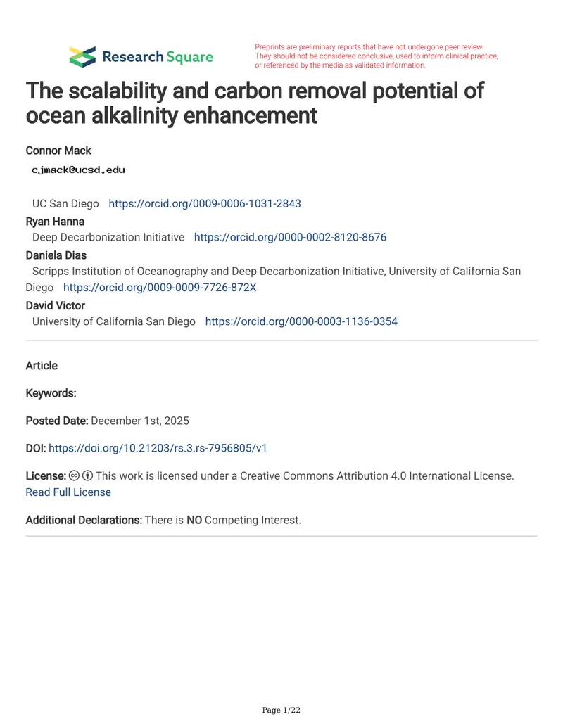 Scalability and Carbon Removal Potential of Ocean Alkalinity Enhancement