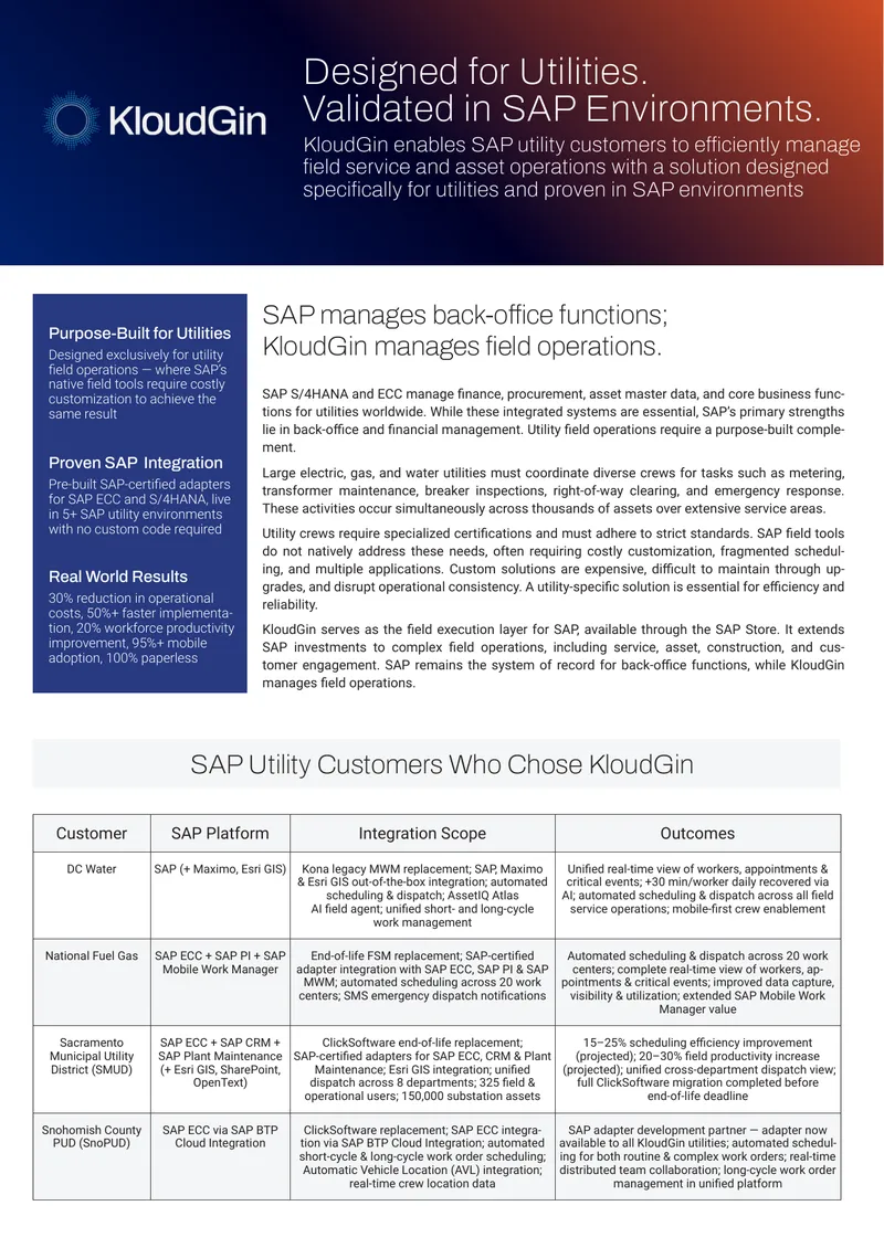 KloudGin Integration for SAP Utility Customers