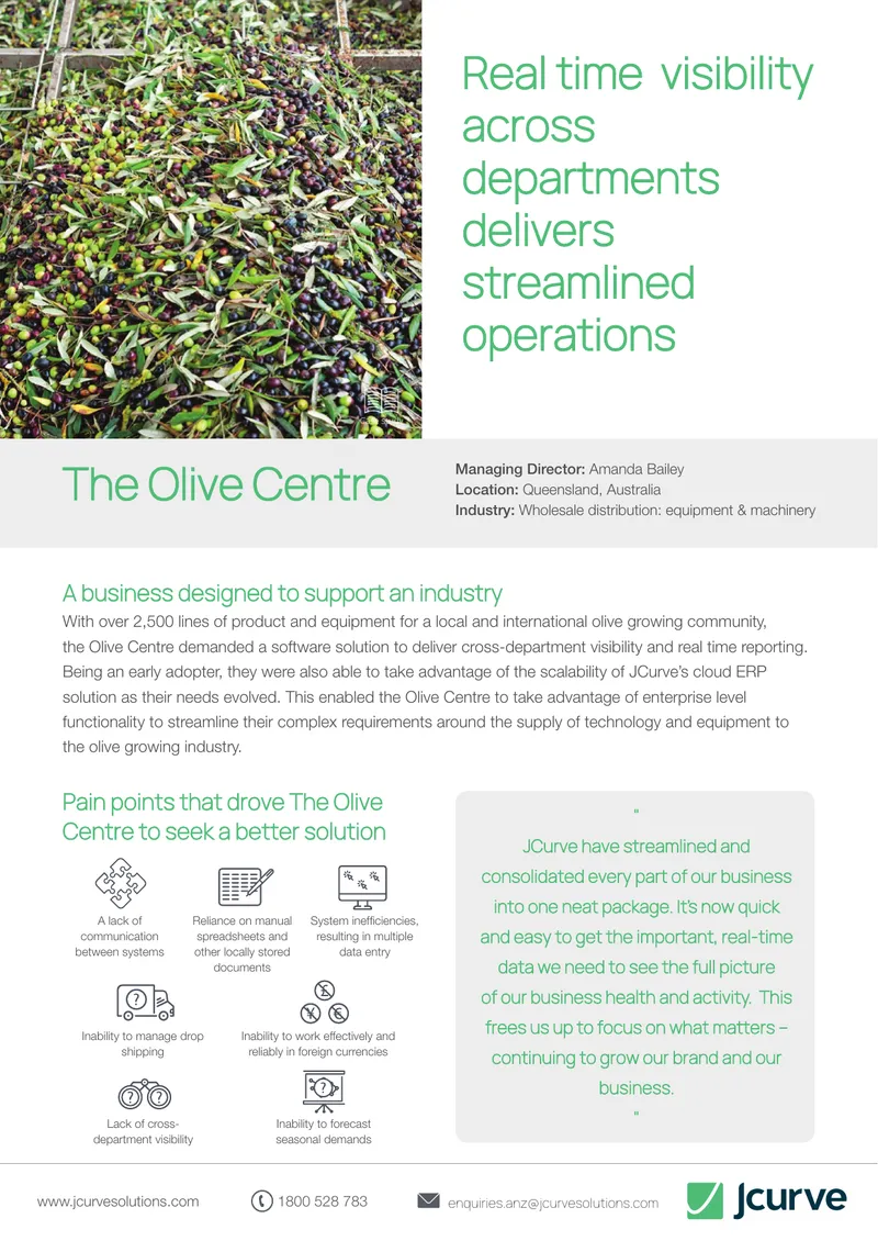 The Olive Centre Case Study on JCurve Implementation
