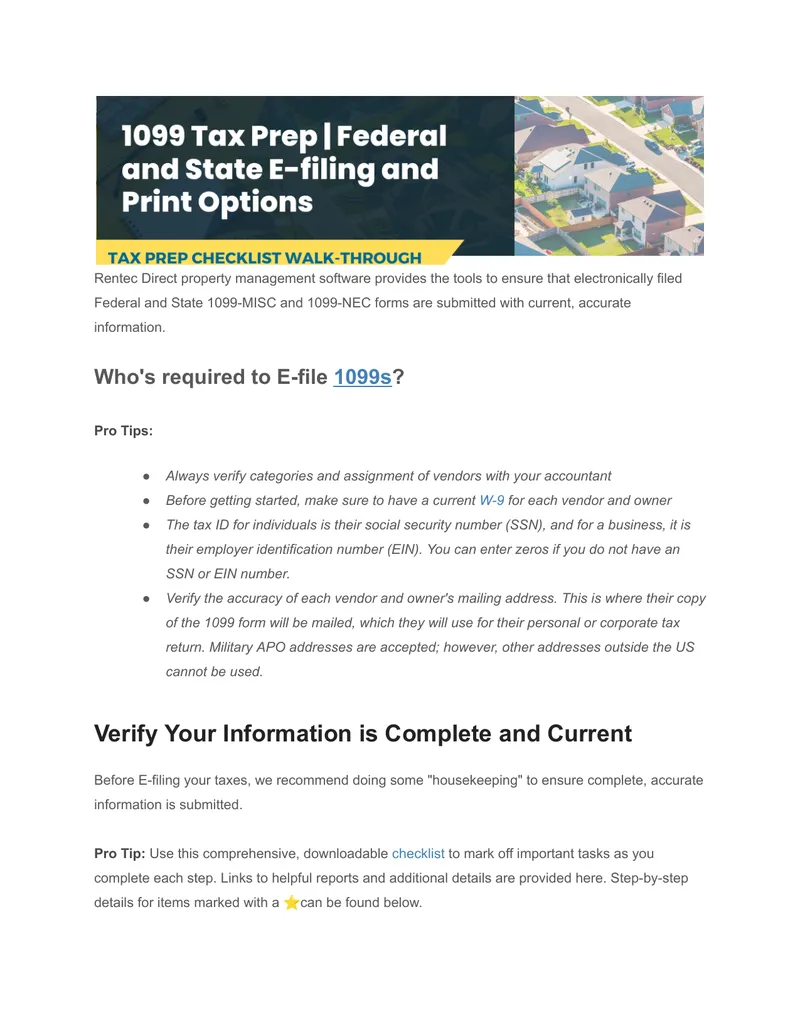 E-filing 1099 Forms with Rentec Direct Software