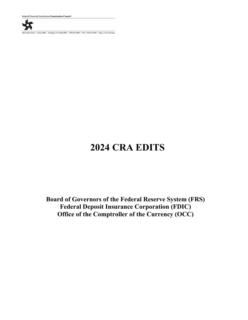 2024 Community Reinvestment Act Edit Guidelines