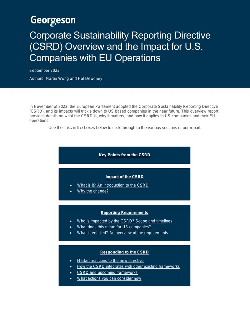 Corporate Sustainability Reporting Directive Overview for U.S. Companies