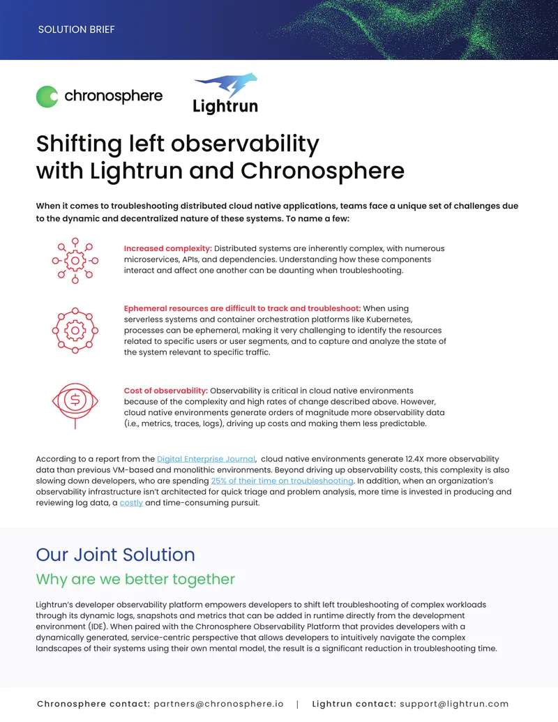 Shifting Left Observability with Lightrun and Chronosphere