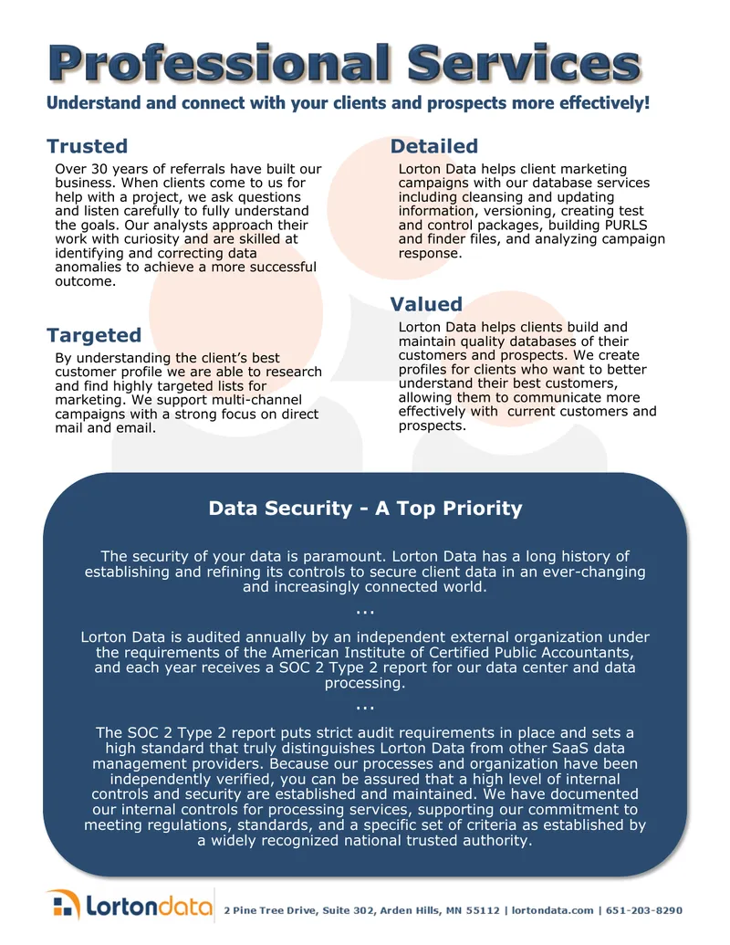 Data Processing and Client Database Management Services