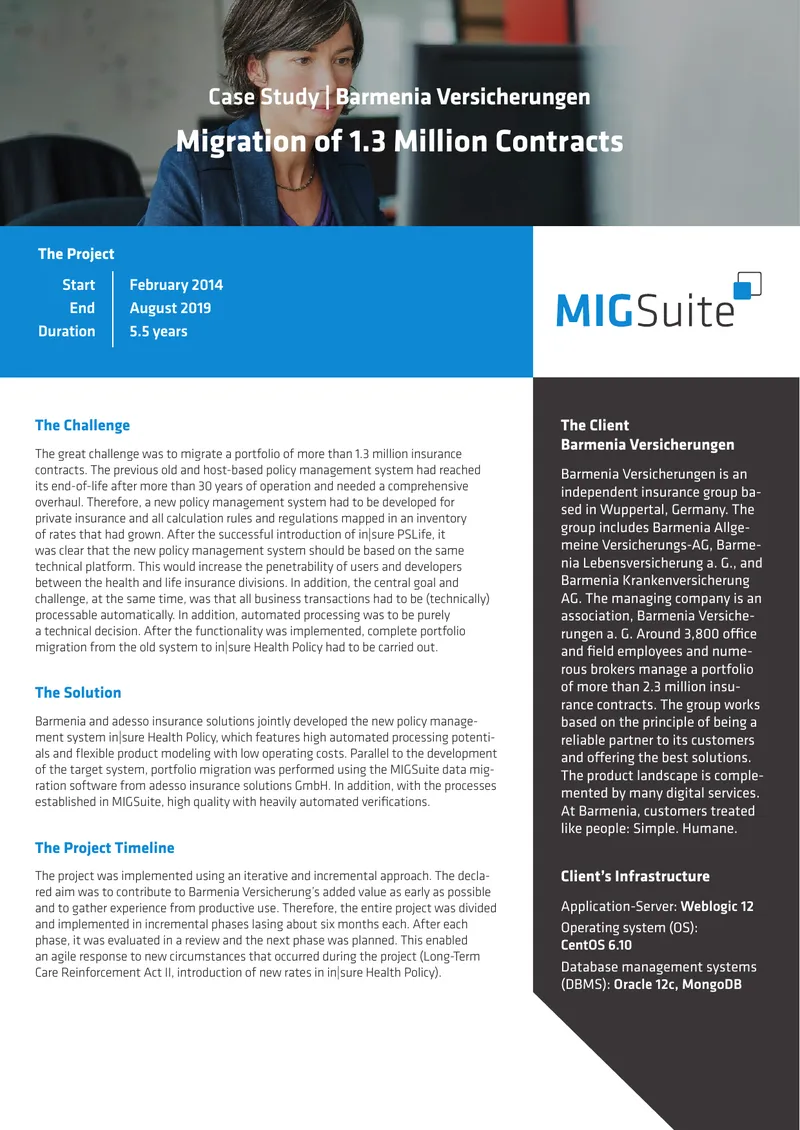 Barmenia Versicherungen Policy Management System Migration