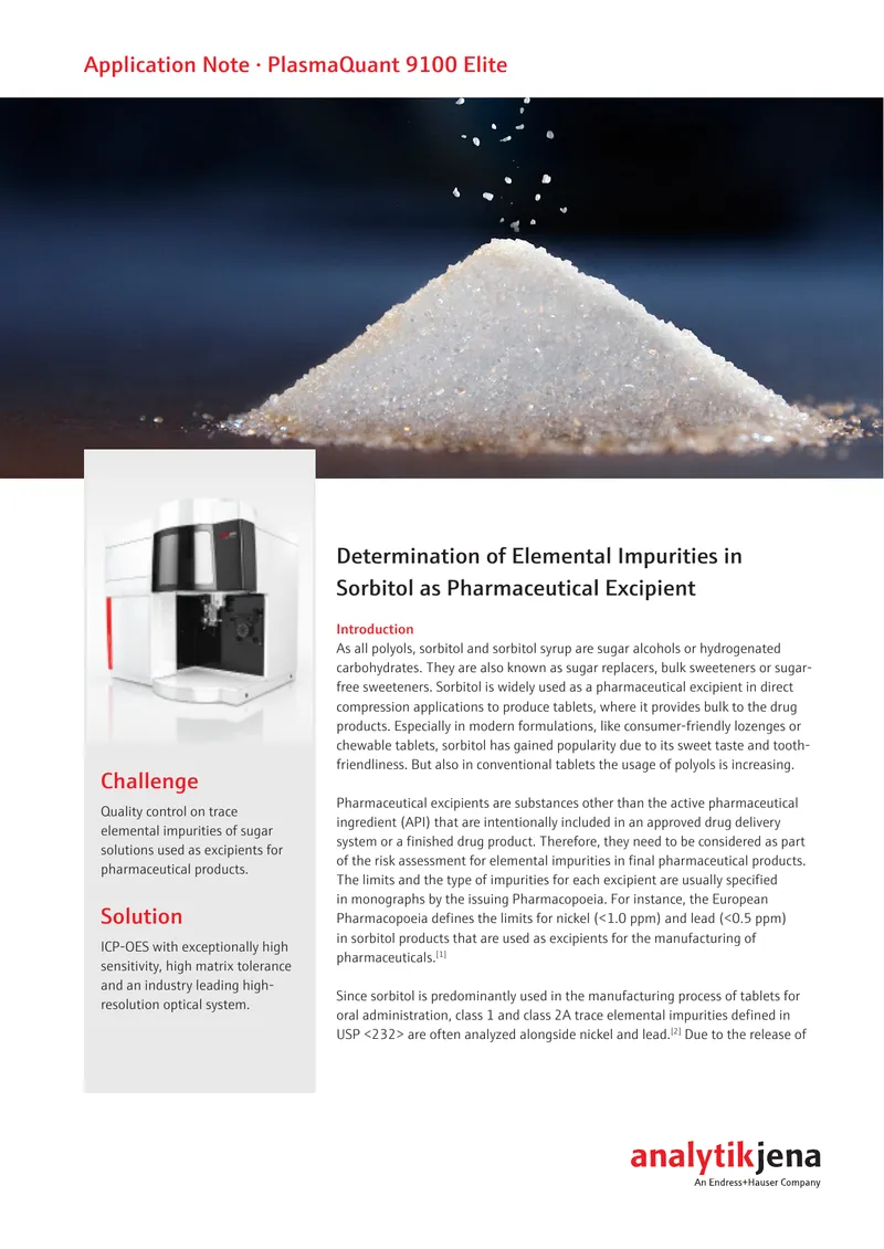 Determination of Elemental Impurities in Sorbitol preview page 1