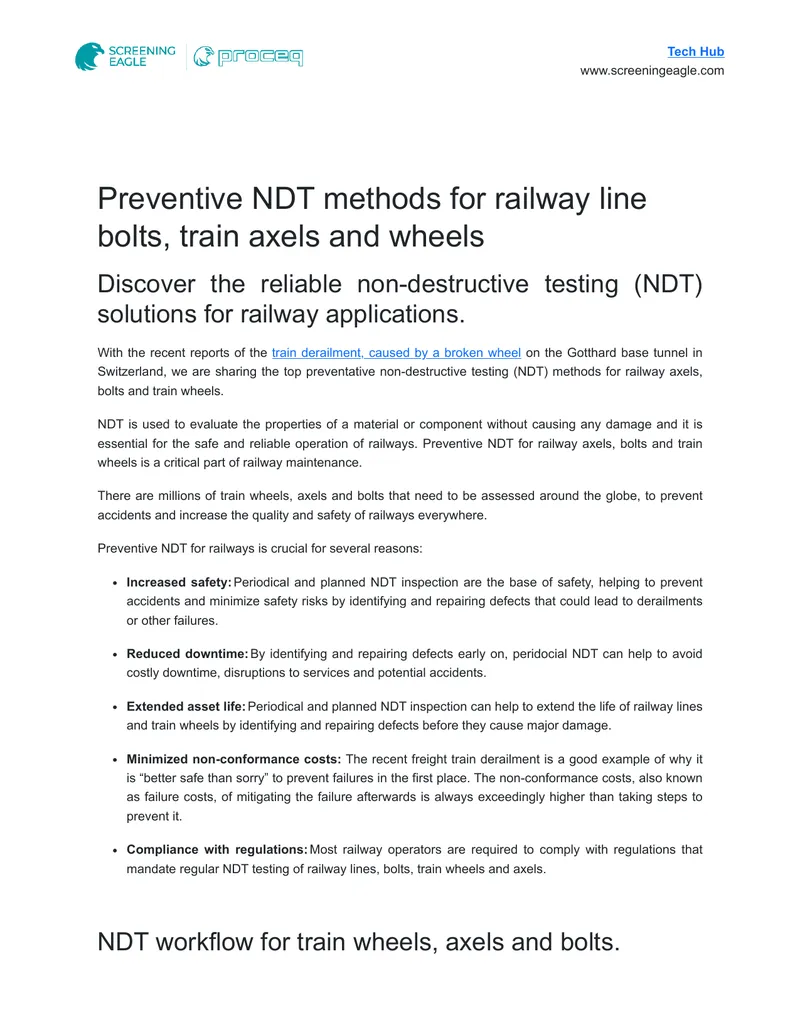 Preventive Non-Destructive Testing Methods for Railways