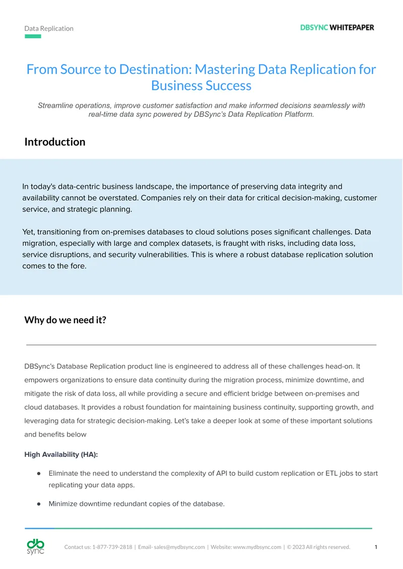 Data Replication Solutions for Business Operations