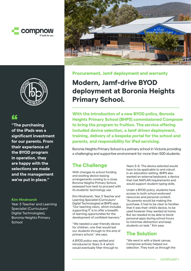 Boronia Heights Primary School BYOD Program Case Study