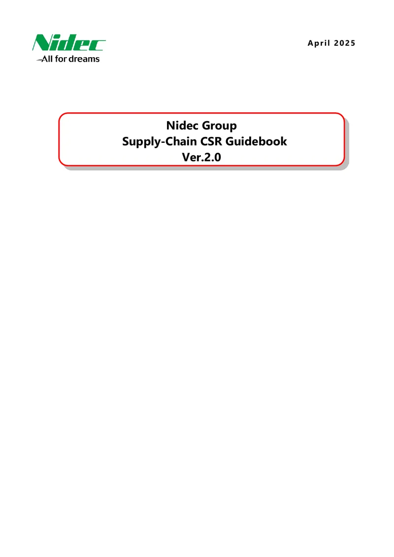 Nidec Group Supply-Chain CSR Guidebook