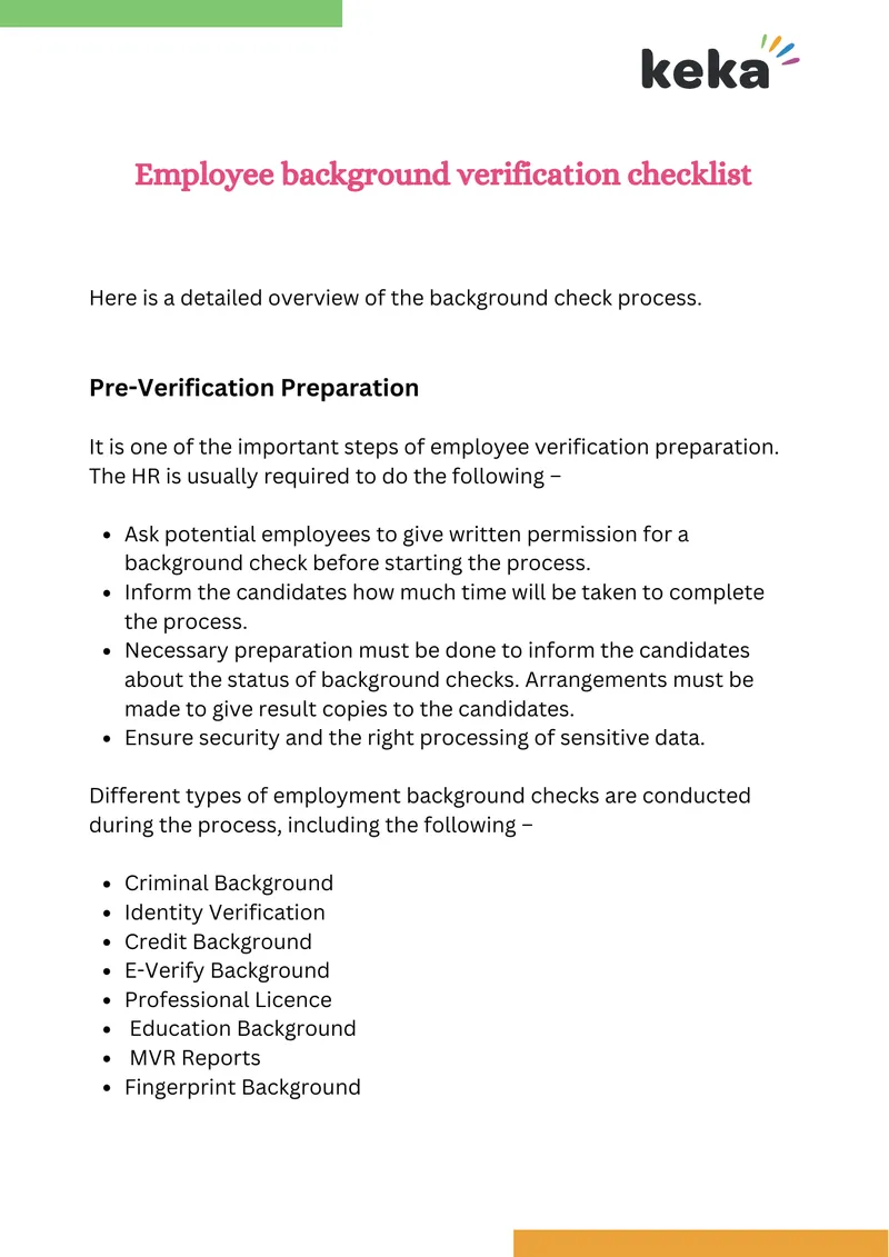 Employee Background Verification Process Checklist