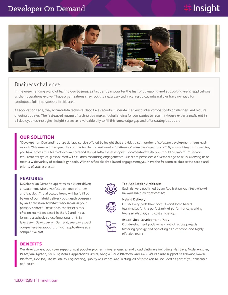 Developer on Demand Software Development Service