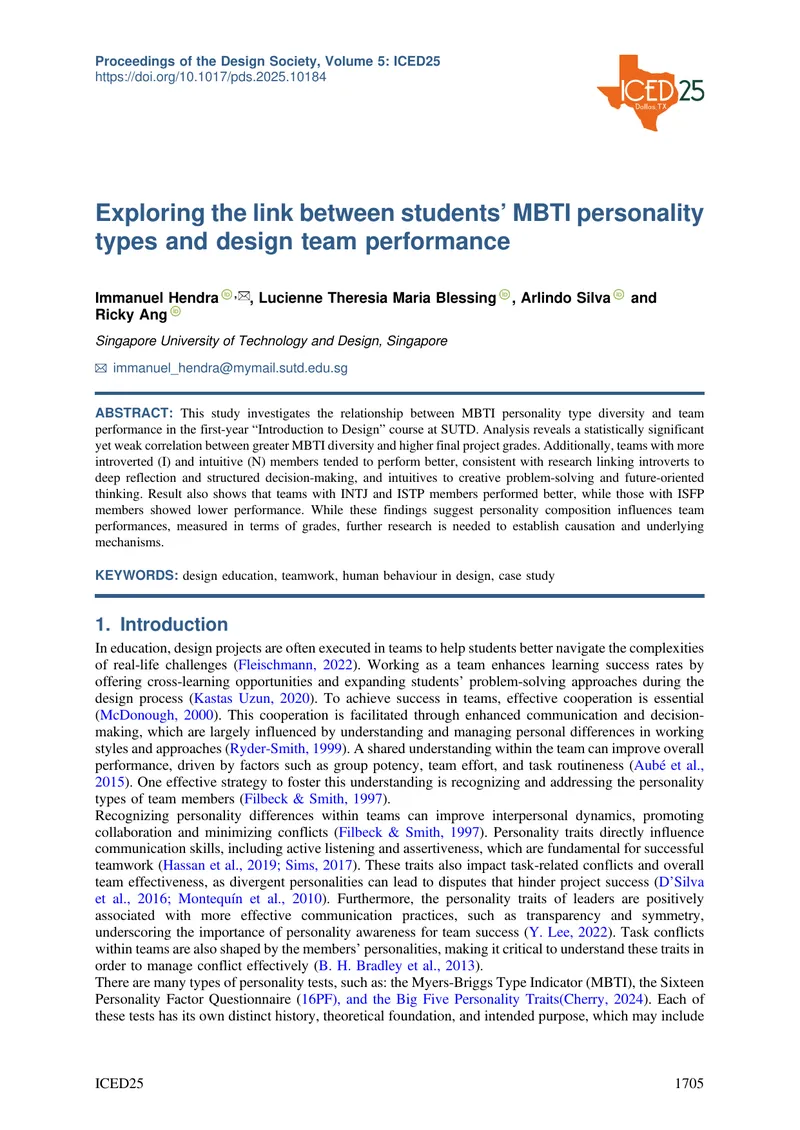 Link Between MBTI Personality Types and Team Performance