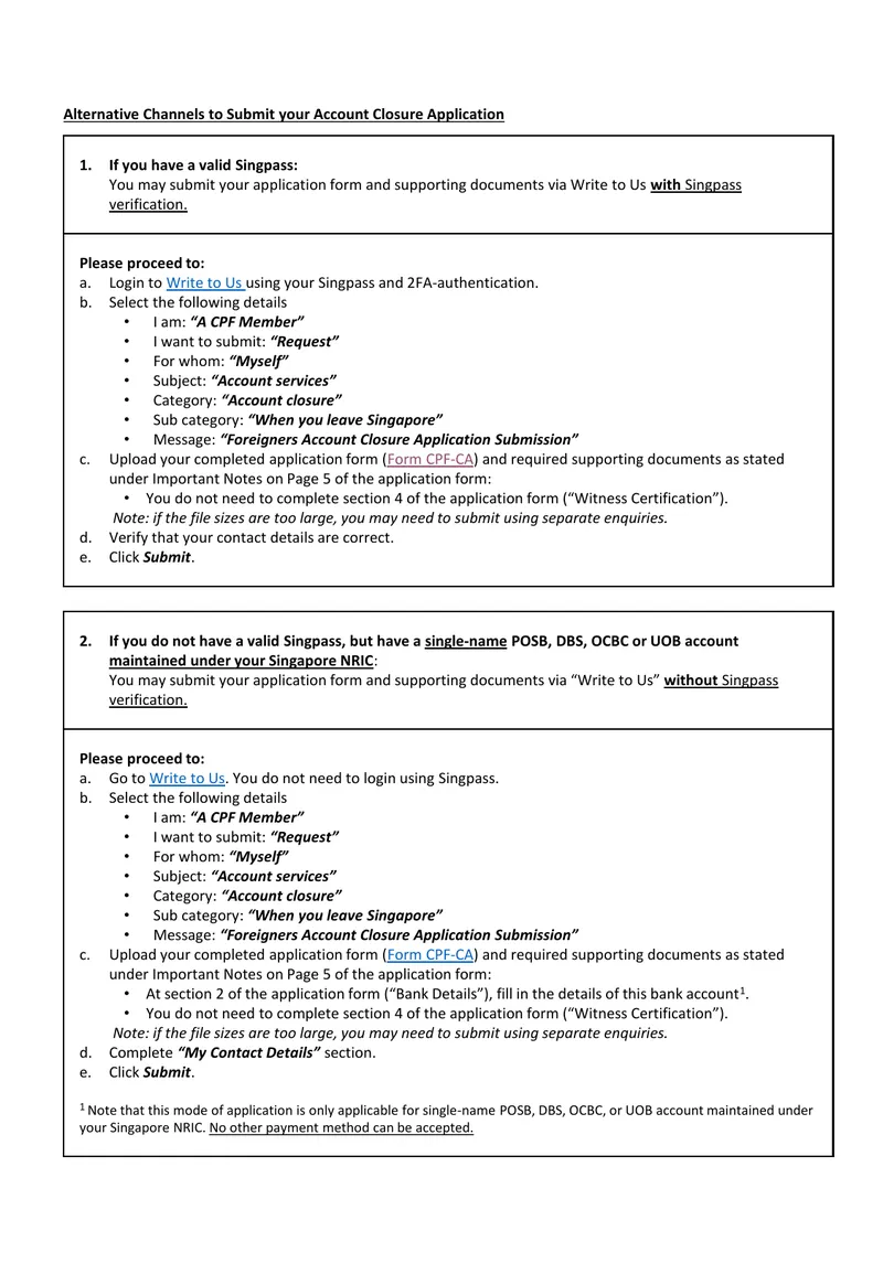 Account Closure Application Submission Process