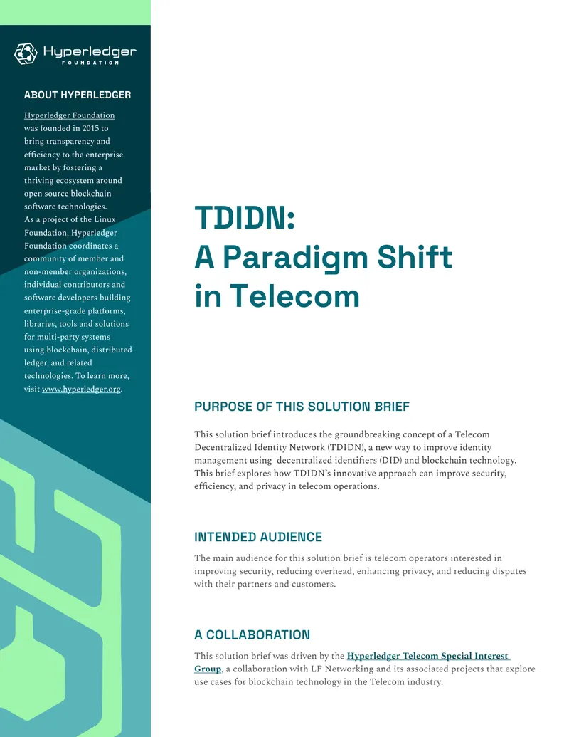 Telecom Decentralized Identity Network Solution Brief