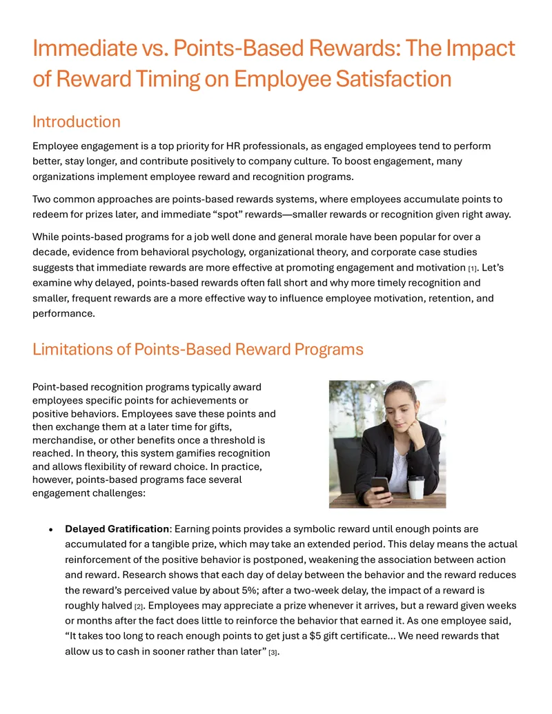 Immediate vs. Points-Based Rewards Impact on Employee Satisfaction
