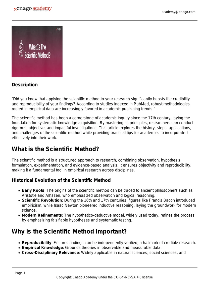 Application of the Scientific Method in Research