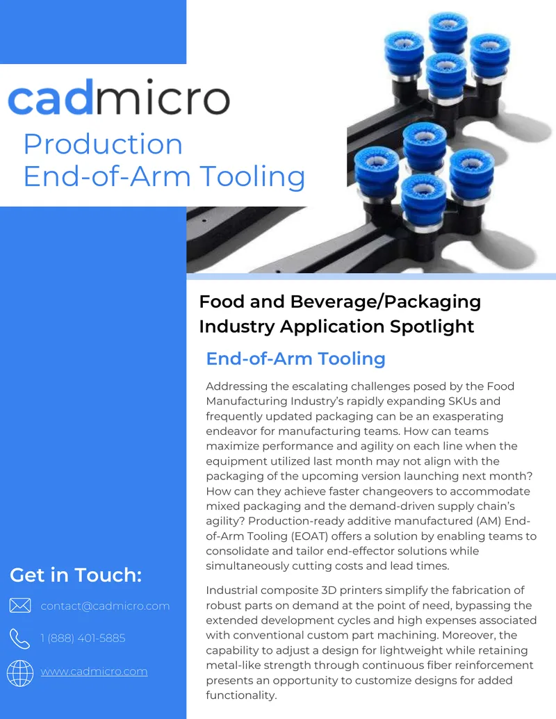 Additive Manufacturing for End-of-Arm Tooling in Food Packaging