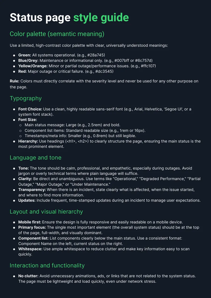 Status Page Style Guide
