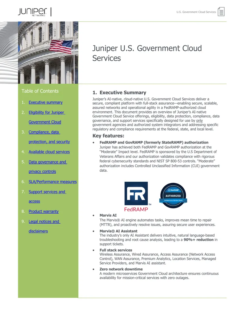Juniper U.S. Government Cloud Services Overview