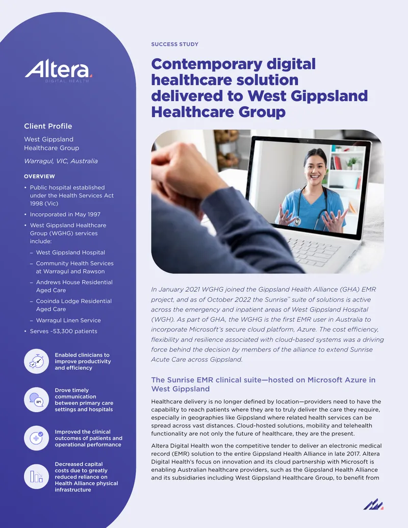 West Gippsland Healthcare Group EMR Implementation Case Study