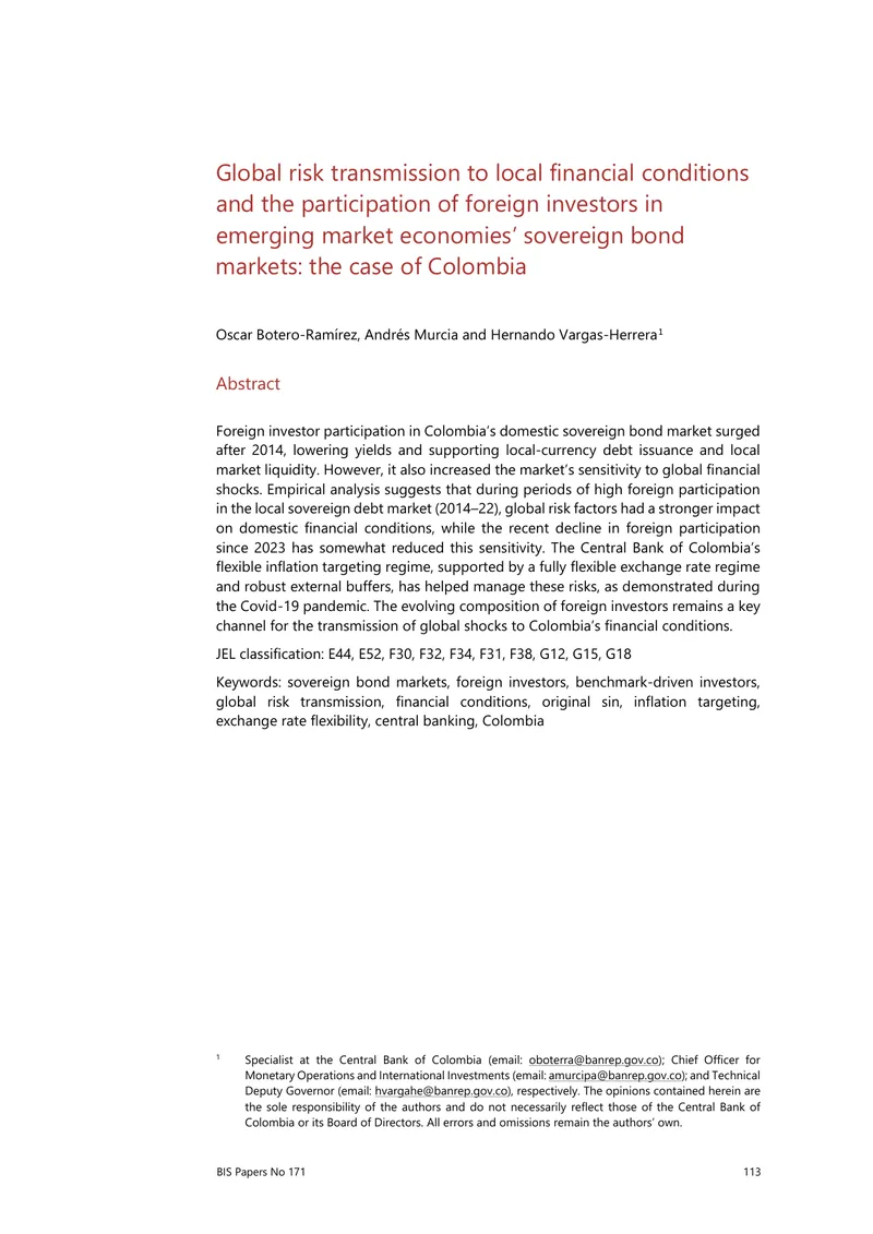 Foreign Investor Participation in Colombia's Sovereign Bond Market