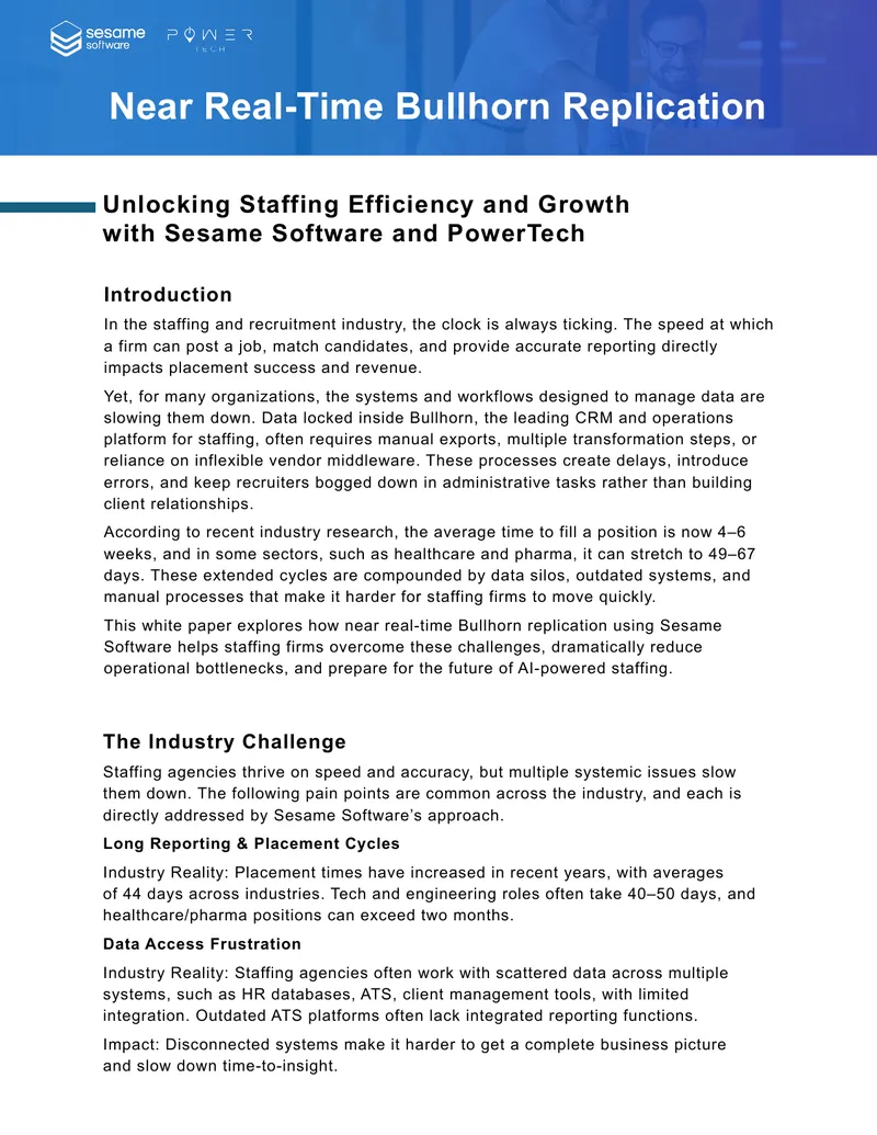 Enhancing Staffing Efficiency with Bullhorn Data Replication