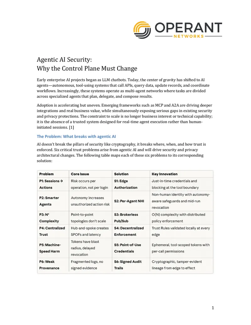 Agentic AI Security and Control Plane Evolution