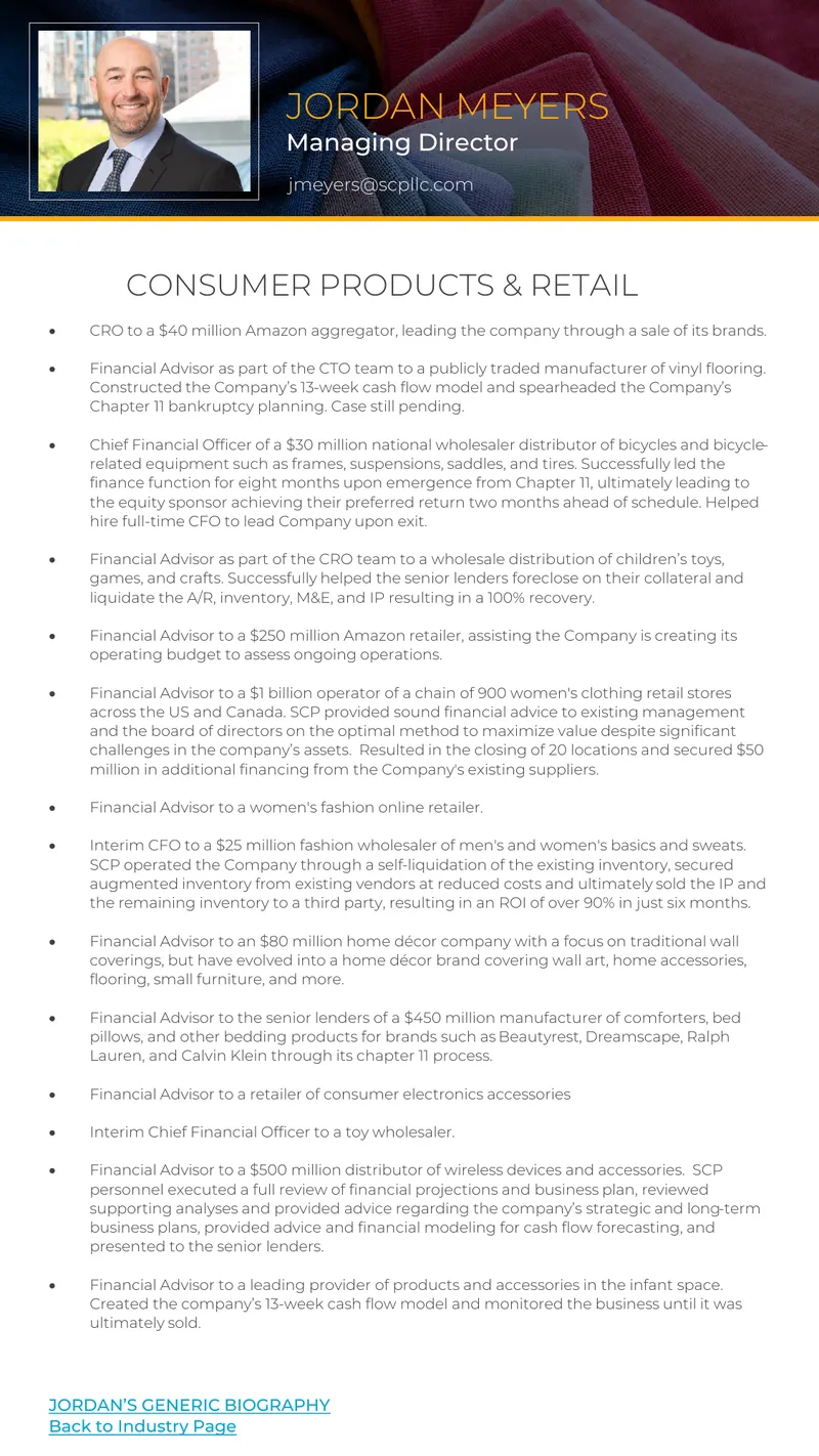 Financial Advisory Services in Consumer Products Sector