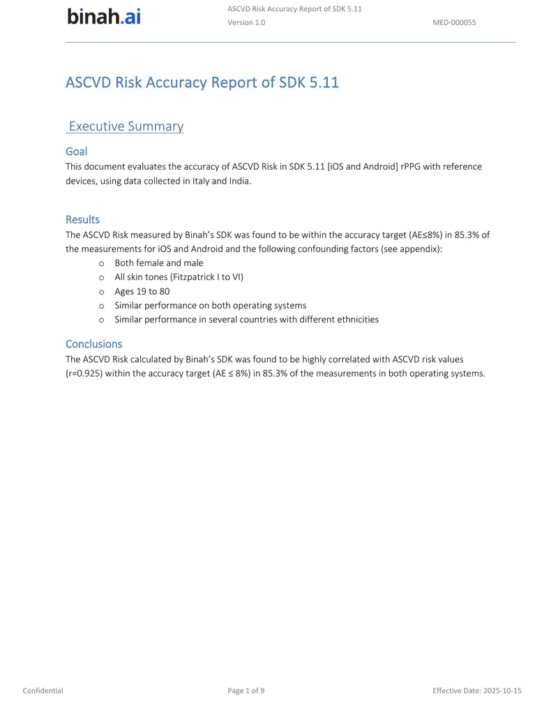 ASCVD Risk Accuracy Evaluation for SDK 5.11
