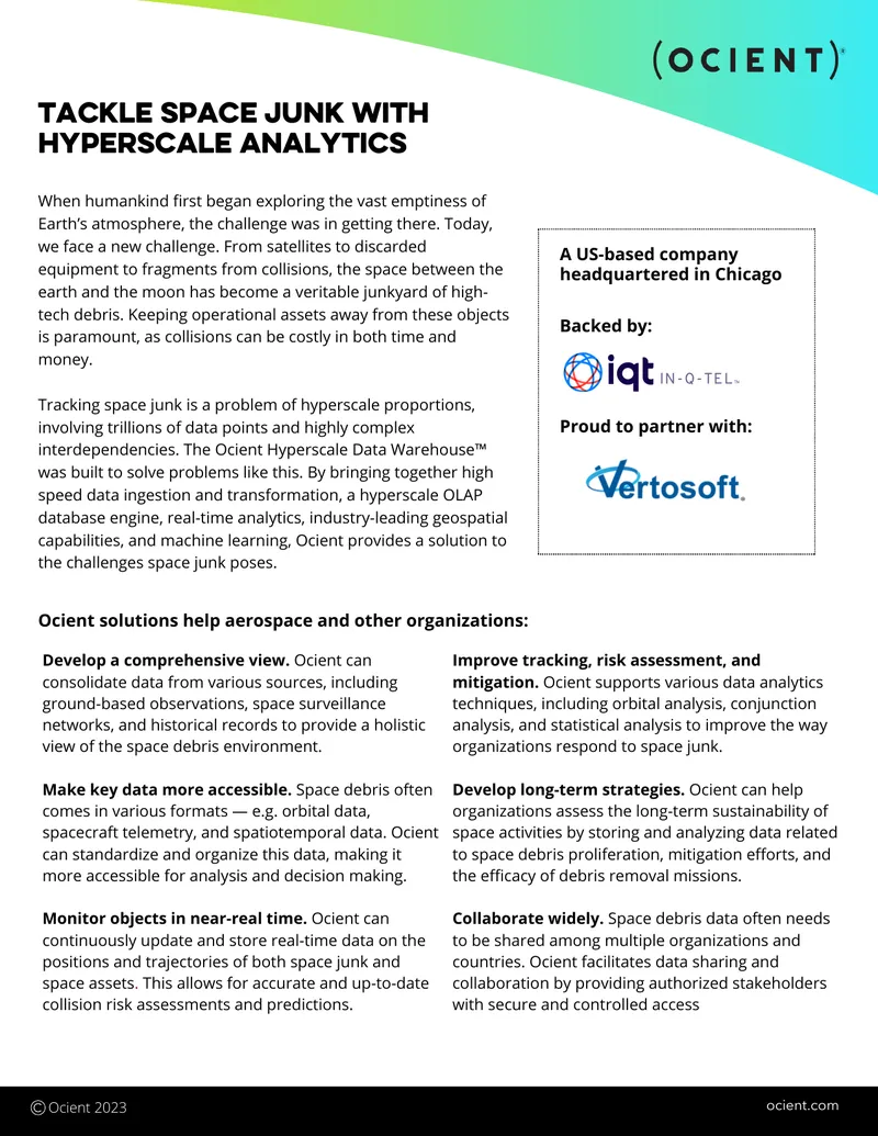 Space Junk Mitigation with Hyperscale Analytics