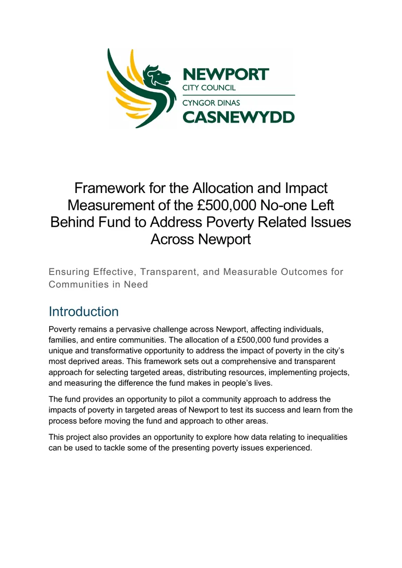 Framework for Allocation and Impact Measurement of Fund