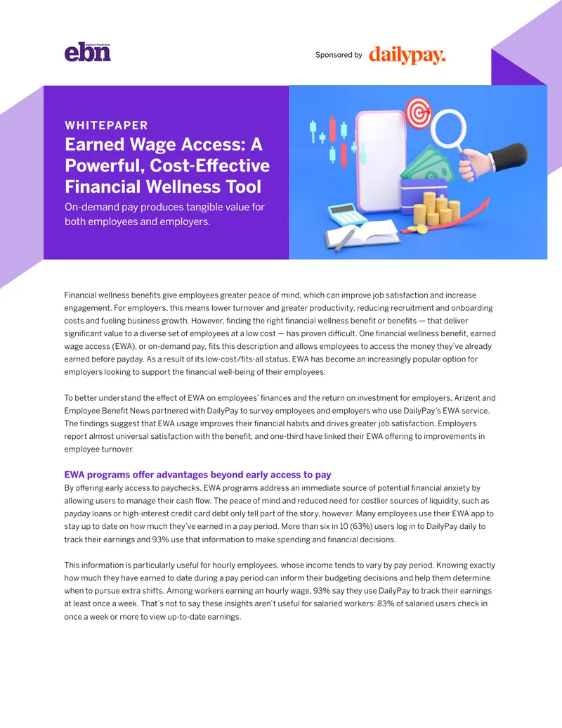 Earned Wage Access as a Financial Wellness Tool