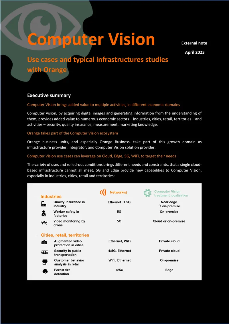 Computer Vision Use Cases and Infrastructures with Orange preview page 1