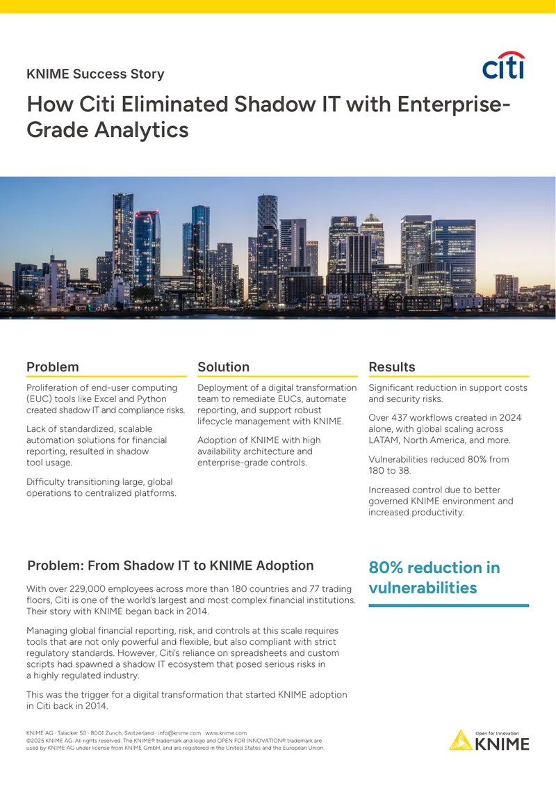 Citi's Digital Transformation with KNIME Analytics