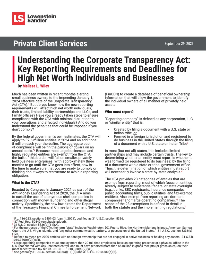 Understanding the Corporate Transparency Act Reporting Requirements