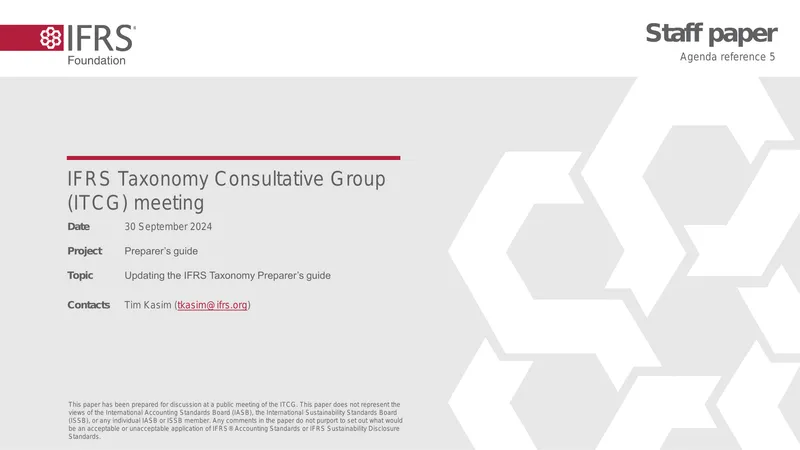 Updating the IFRS Taxonomy Preparer's Guide