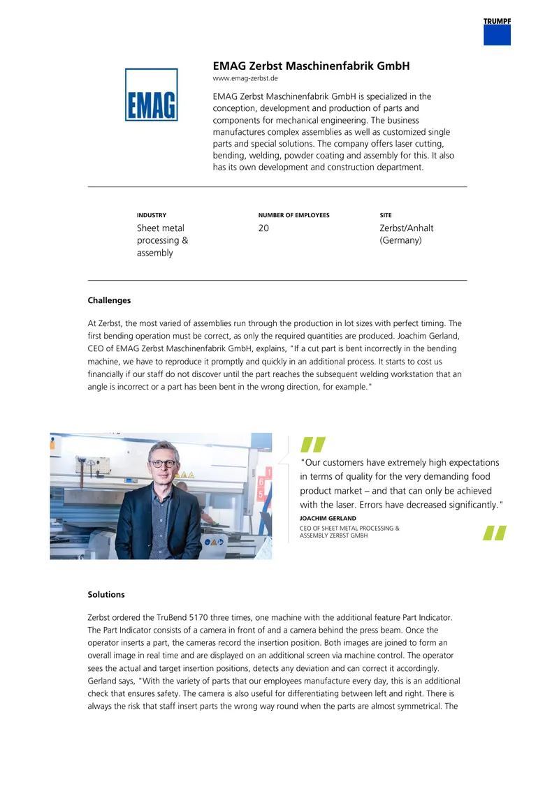 EMAG Zerbst Maschinenfabrik GmbH Production Solutions