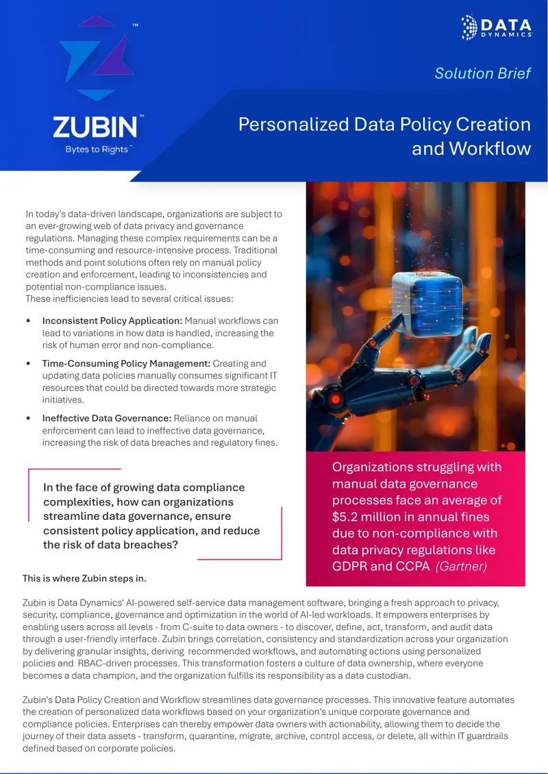 Personalized Data Policy Creation and Workflow