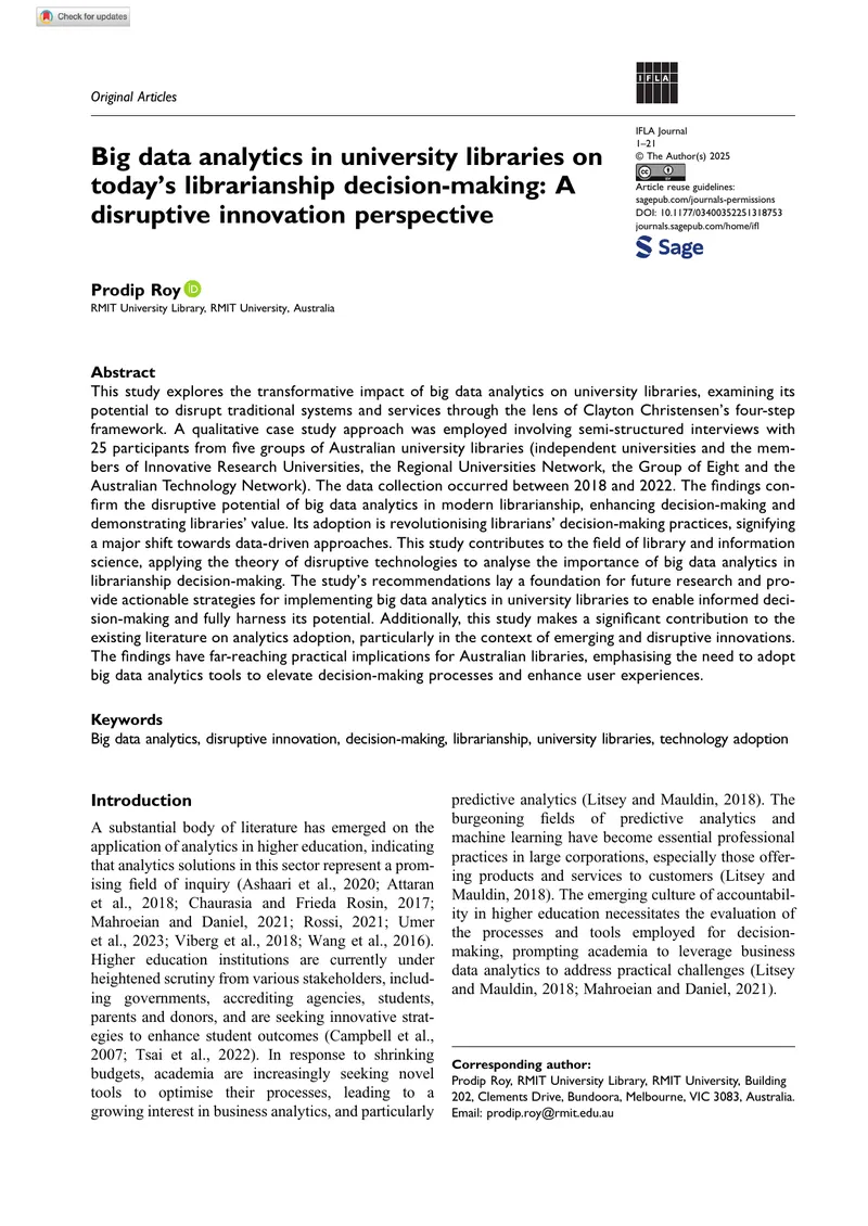 Impact of Big Data Analytics on University Libraries