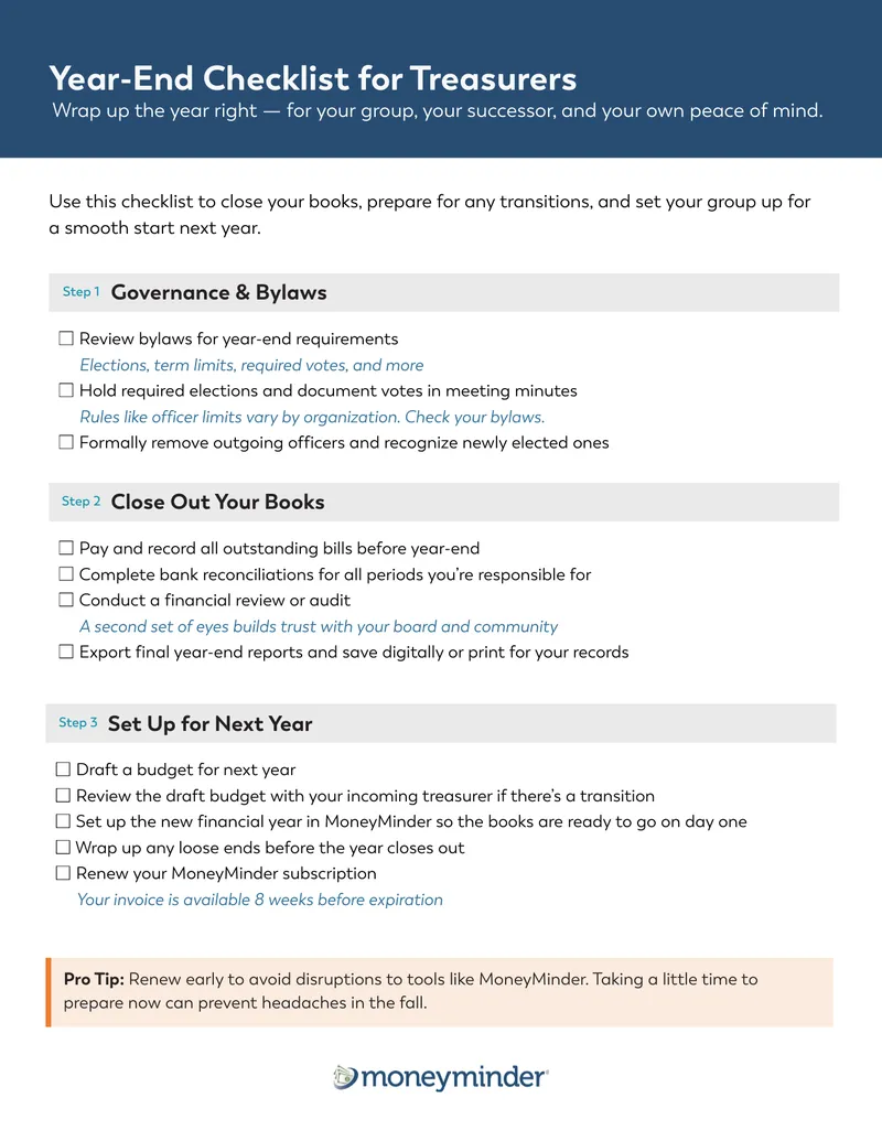 Year-End Checklist for Treasurers