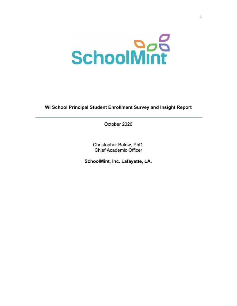 Wisconsin School Principal Student Enrollment Survey Report