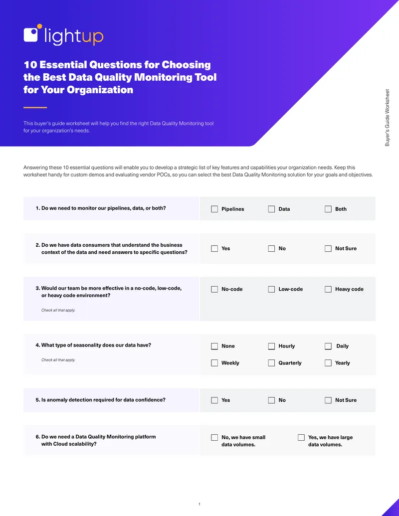 Essential Questions for Data Quality Monitoring Tool Selection