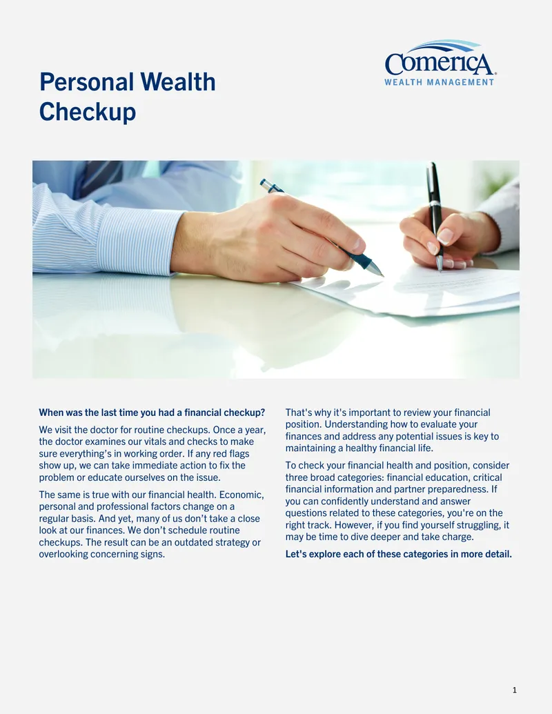 Personal Wealth Checkup Financial Assessment Guide