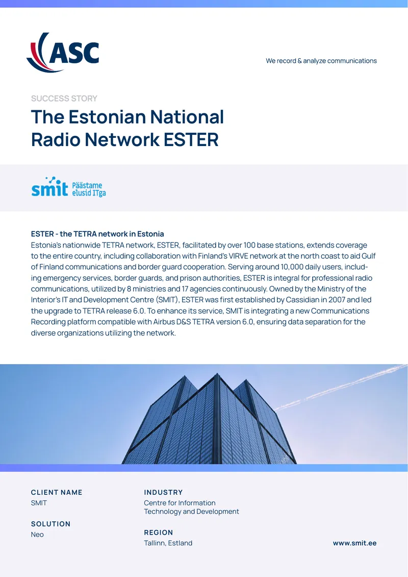 Central Recording Solution for Estonia's TETRA Network