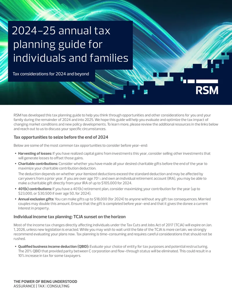 2024-25 Annual Tax Planning Guide for Individuals and Families