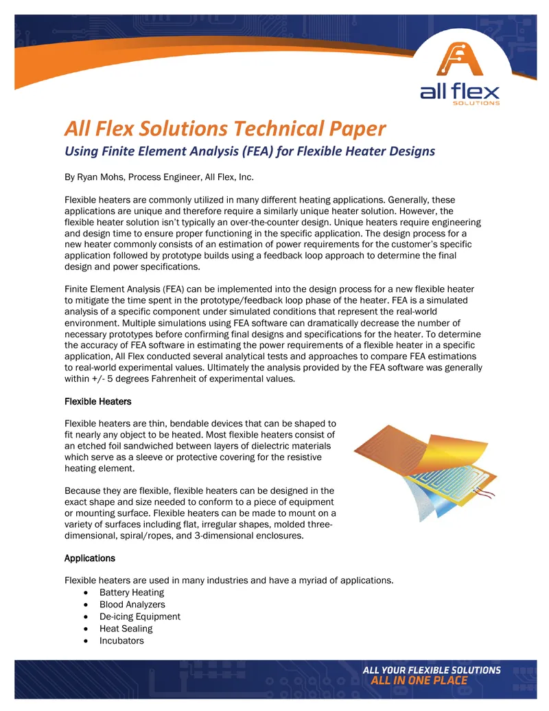 Finite Element Analysis for Flexible Heater Design
