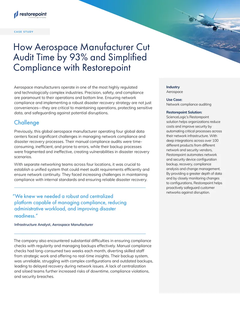 Aerospace Manufacturer Network Compliance Case Study